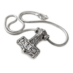 Bindrune Thors Hammer Pewter Necklace