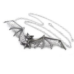 Gothic Bat Pewter Necklace