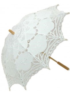 White Battenburg Lace Parasol