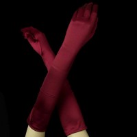 Burgundy Satin Gloves in 3 Lengths