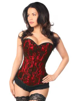Lavish Red Lace Overlay Overbust Corset