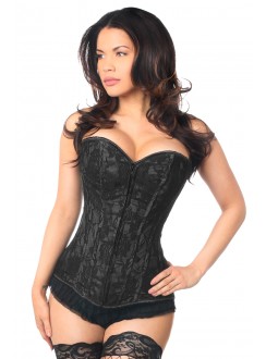 Lavish Black Lace Overlay Overbust Corset