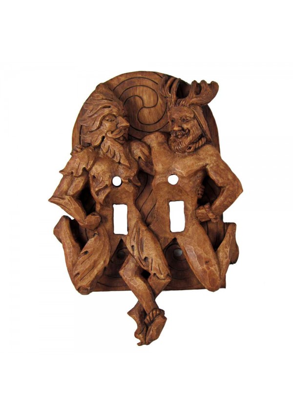 Green Man and Horned God Double Switchplate