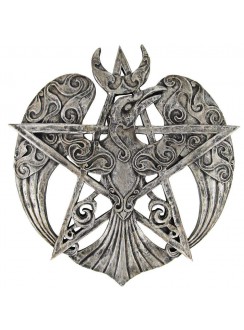 Crescent Raven Large Pentacle Plaque