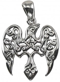 Raven Pentacle Sterling Silver Small Morrigan Pendant