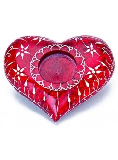 Red Heart Soapstone Candle Holder