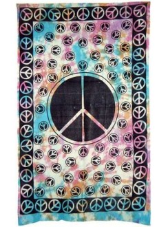 Peace Sign Tie Dye Cotton Full Size Tapestry
