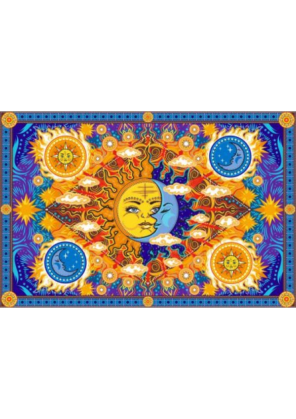 Firey Sun and Moon Cotton Bedspread