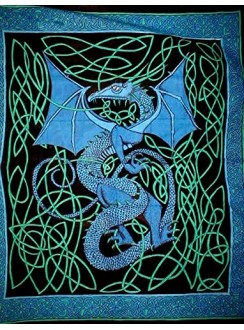 Celtic English Dragon Tapestry - Full Size Blue