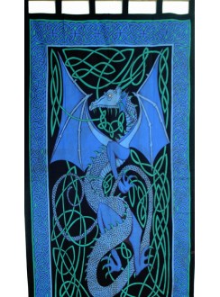 Celtic English Dragon Curtain - Blue