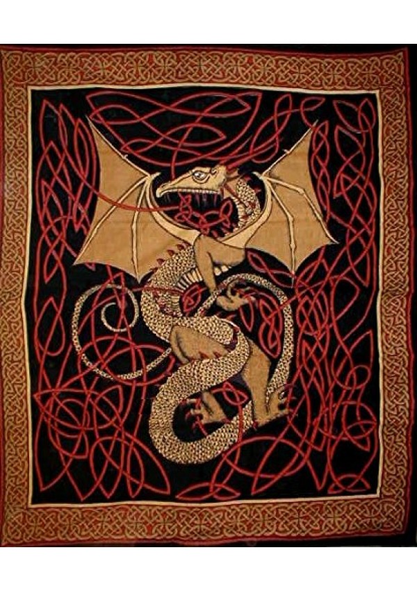 Celtic English Dragon Tapestry - Full Size Red