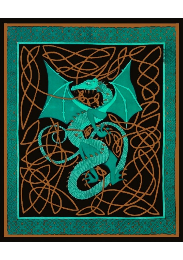 Celtic English Dragon Tapestry - Full Size Green