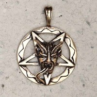 Baphomet Inverted Pentagram Bronze Necklace