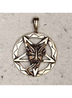 Baphomet Inverted Pentagram Bronze Necklace