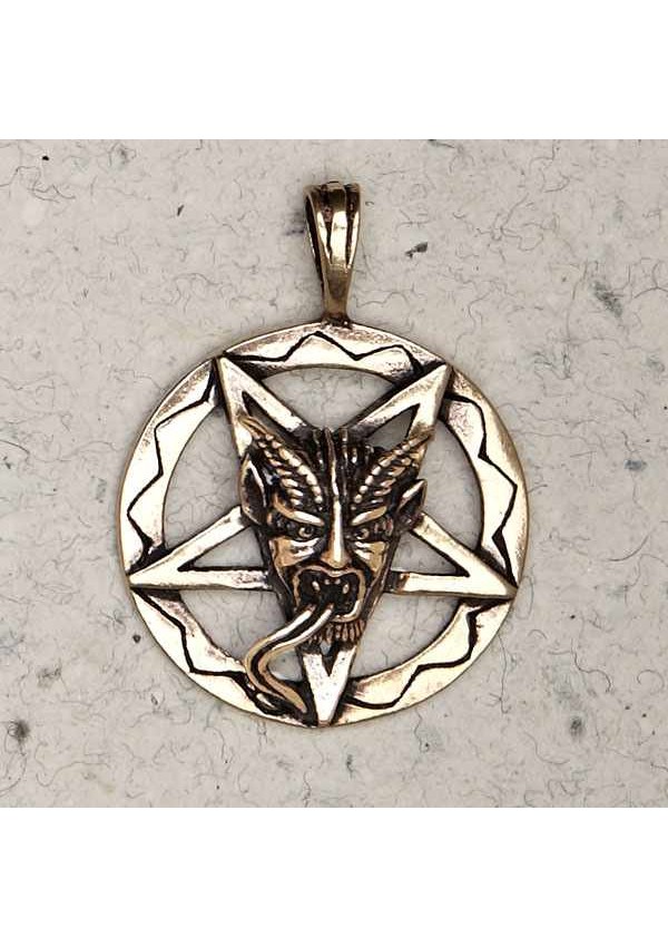 Baphomet Inverted Pentagram Bronze Necklace