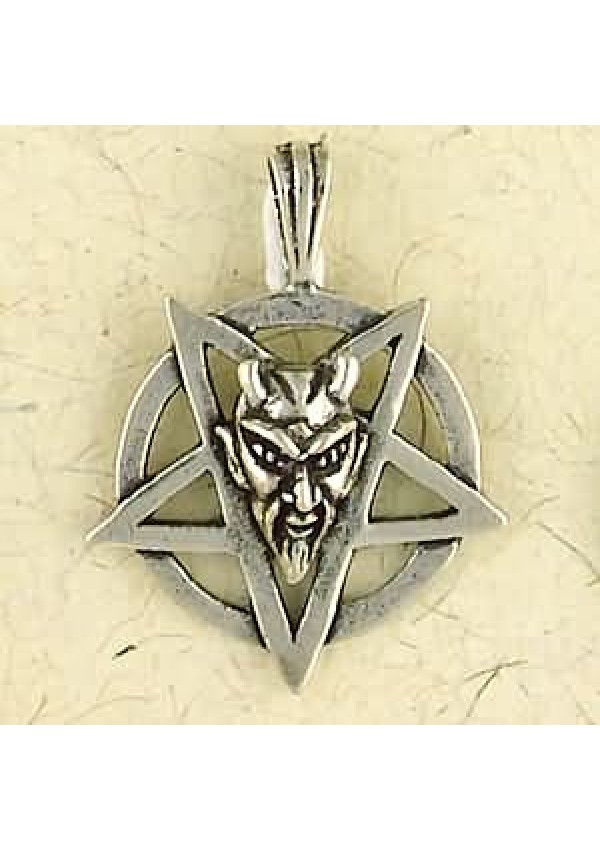 Baphomet Sterling Silver Inverted Pentagram Necklace