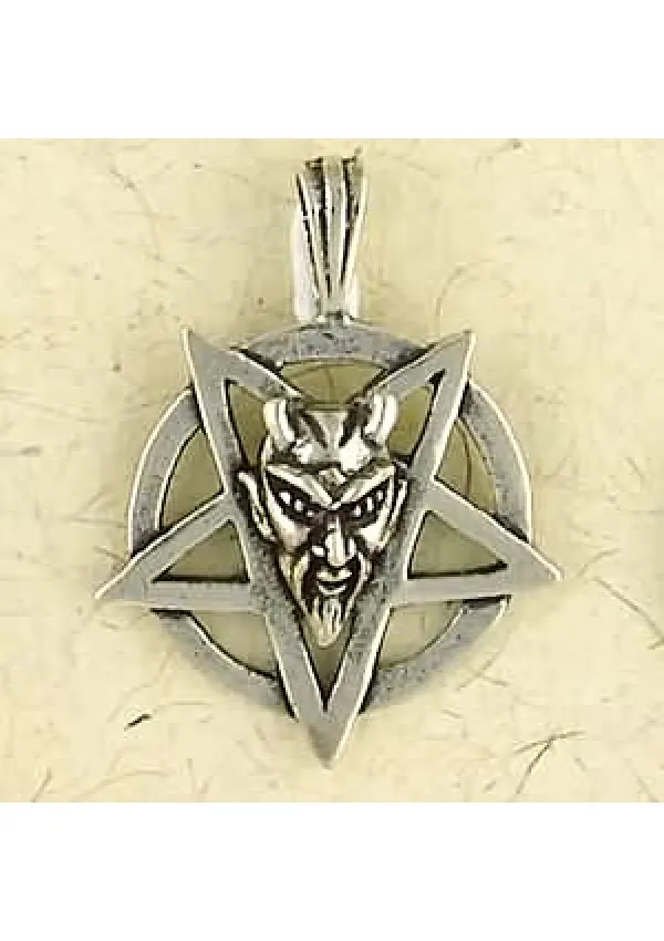 Baphomet Sterling Silver Inverted Pentagram Necklace