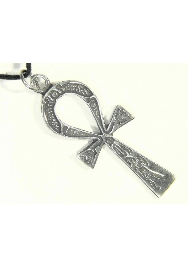 Ankh Inscribed Pewter Necklace