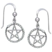 Ouroborus Snake of Rebirth Pentacle Earrings