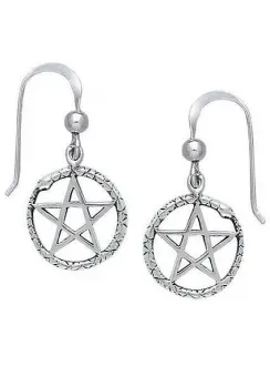 Ouroborus Snake of Rebirth Pentacle Earrings