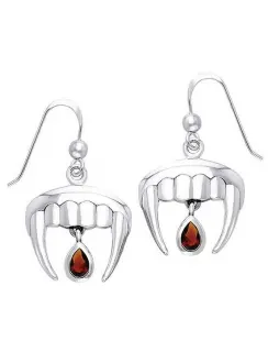 Vampire Teeth Sterling Silver Blood Drop Earrings