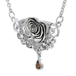 Sacred Rose Silver Necklace with Peridot