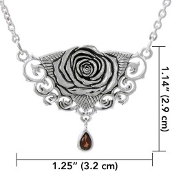 Sacred Rose Silver Necklace with Peridot