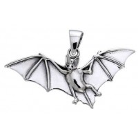 Bat in Flight Sterling Silver Pendant