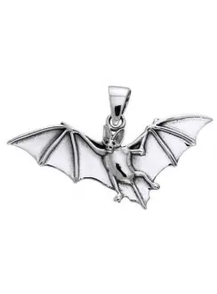Bat in Flight Sterling Silver Pendant