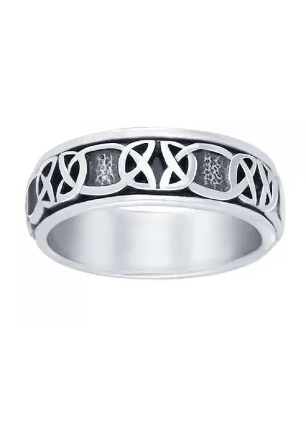 Celtic Knot Band Sterling Silver Fidget Spinner Ring
