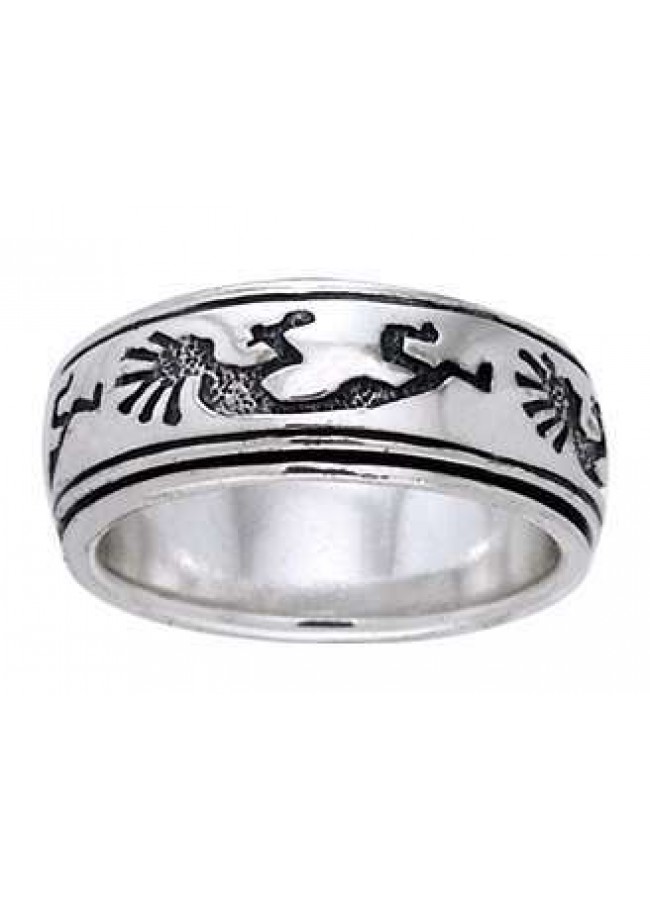 Kokopelli Sterling Silver Spinner Ring  Wedding  Jewelry