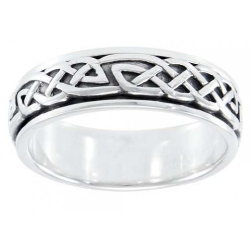Celtic Knot Woven Sterling Silver Spinner Ring | Wedding Jewelry