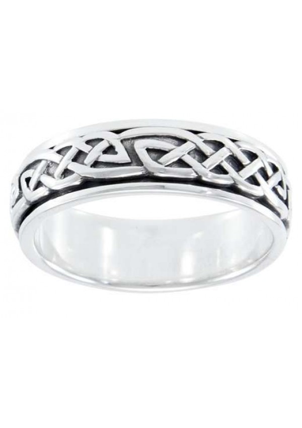 Celtic Knot Woven Sterling Silver Spinner Ring | Wedding Jewelry