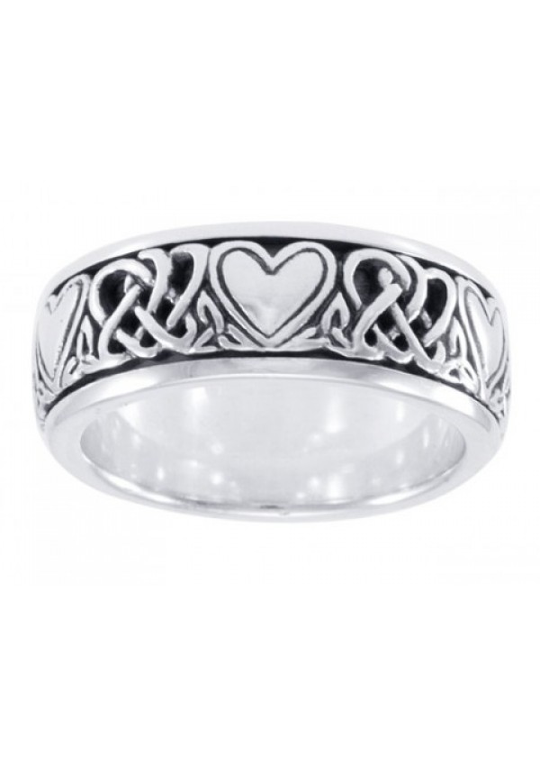 Celtic Hearts Sterling Silver Fidget Spinner Ring