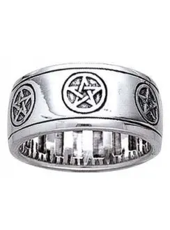 Pentacle Sterling Silver Fidget Spinner Ring