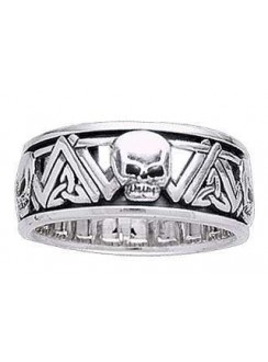 Skull Trinity Knot Sterling Silver Fidget Spinner Ring