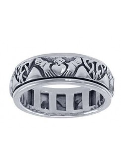 Celtic Claddagh Sterling Silver Fidget Spinner Ring