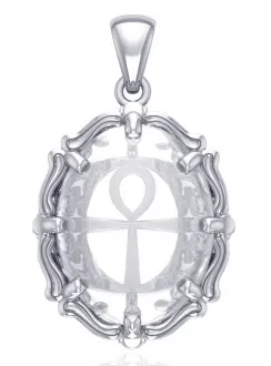 Ankh Quartz Crystal Sterling Silver Pendant