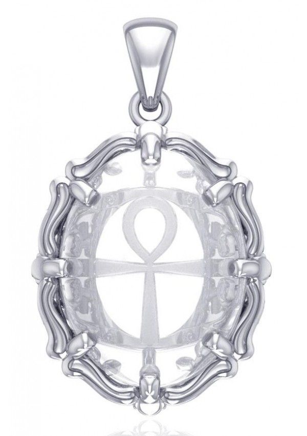 Ankh Quartz Crystal Sterling Silver Pendant