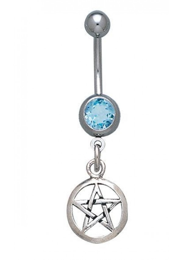 Pentacle Body Jewelry with Blue Topaz Gemstone