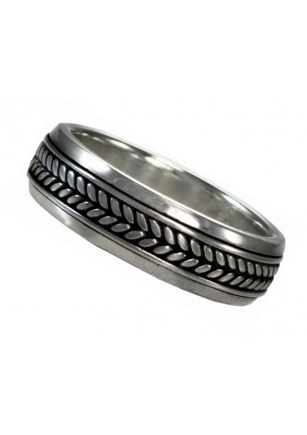 Braided Sterling Silver Fidget Spinner Ring