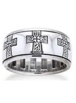 Celtic Cross Sterling Silver Fidget Spinner Ring