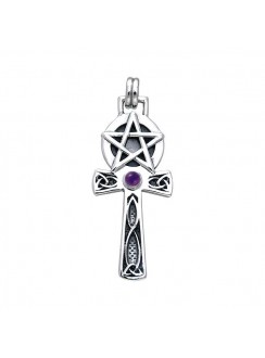 Celtic Knot Pentagram Ankh with Amethyst Pendant