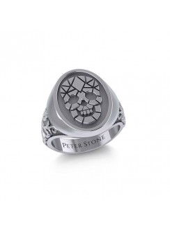 Geometric Pirate Skull Mens Signet Ring