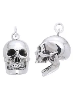Skull Sterling Silver Pendant with Movable Jaw