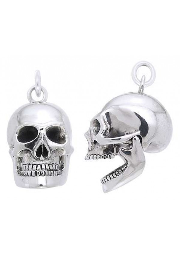 Skull Sterling Silver Pendant with Movable Jaw