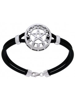 Pentagram Moon Phase Sterling Silver Bracelet