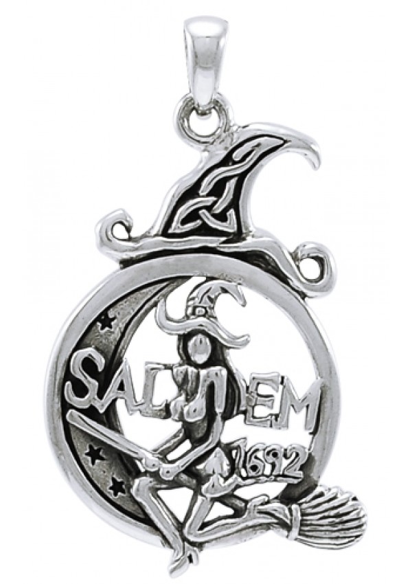 Salem Witch in Moon Sterling Silver Pendant