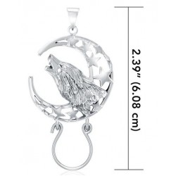 Baying Wolf and Moon Charm Holder Pendant