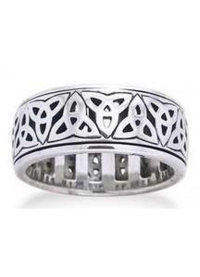 Triquetra Celtic Knot Sterling Silver Spinner Ring | Wedding Jewelry